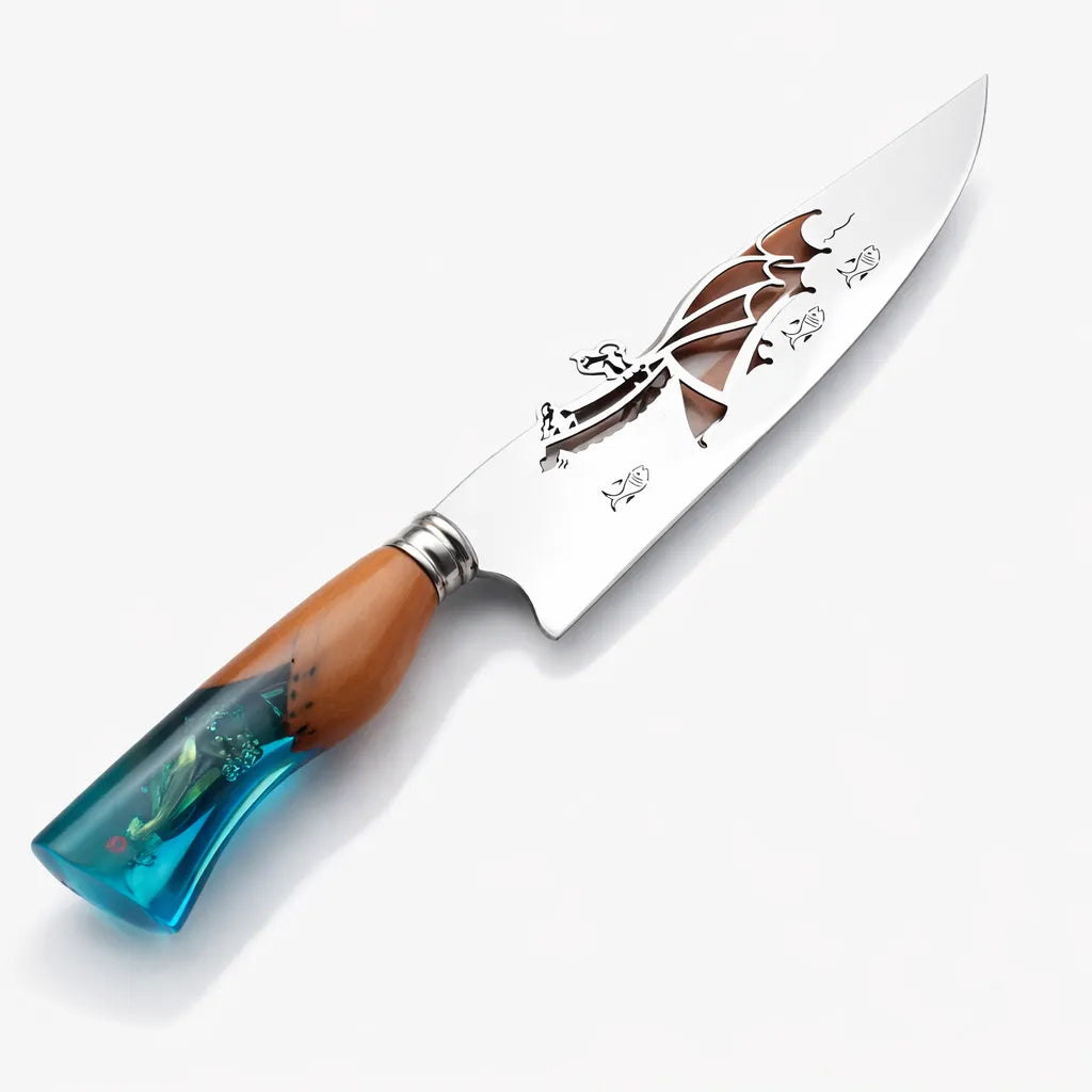 Faca churrasco Artesanal 8.5 polegadas cabo Resina Pescaria Premium